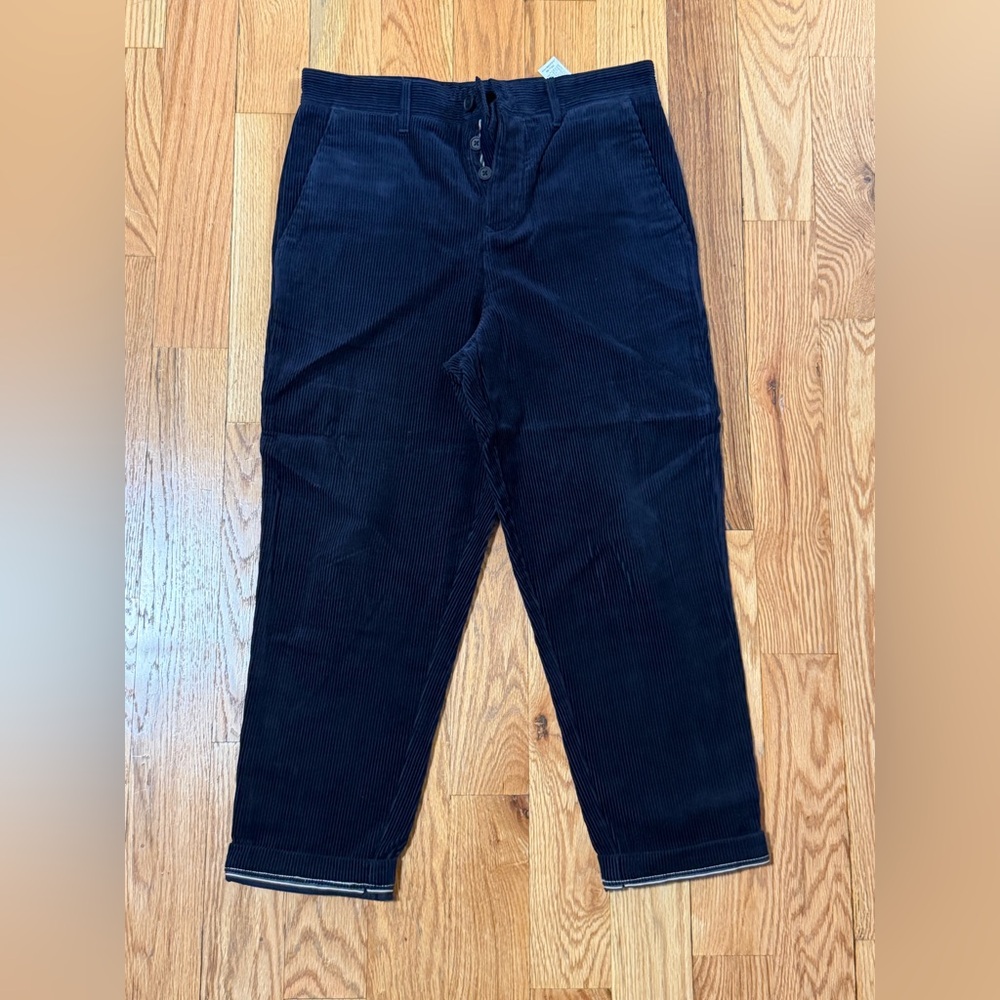 Zara Men's Navy Blue Corduroy Trousers
